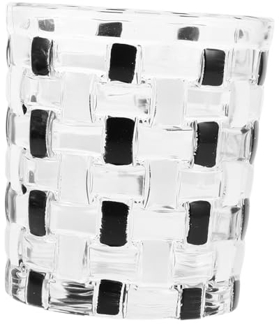 PartyKindom Vaso Portacepillos de Dientes de Vidrio, Diseño de Cuadros Negro y Blanco, Clásico y Portátil, para Enjuague Bucal en Casa y Viaje