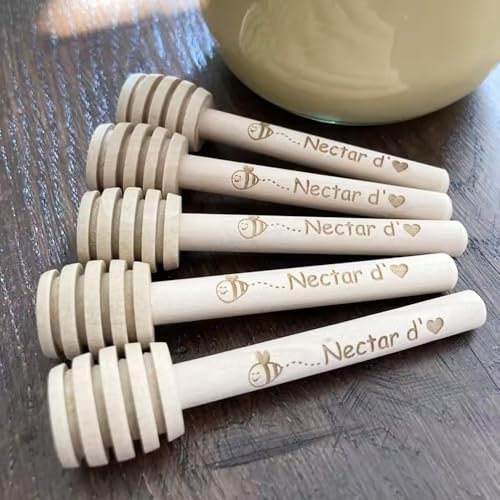 miguha Lot de 10 bâtonnets à Miel en Bois personnalisés, Cadeaux for invités de Mariage, Souvenirs de Mariage personnalisés, bâtonnets mélangeurs en Bois for Pot de Miel, cuillère à Miel