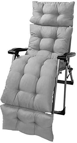 180cm Outdoor Lounge Chair Cushion, Thick Anti-Slip Garden Recliner Pad, Waterproof Deckchair Mat, 180x55cm Grey, Perfect for Patio, Poolside, and Backyard Comfort