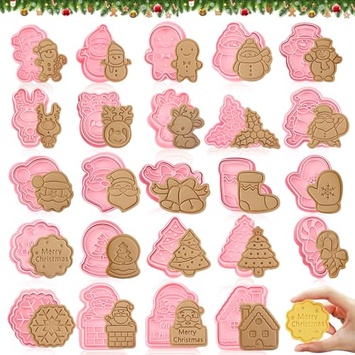 Formine Biscotti Natale, 24pcs Stampi per Biscotti 3D, Stampo per Biscotti Natalizi, Plastica Stampi Biscotti per Decorazioni di Dolci di Pasticceria (Natale 24)
