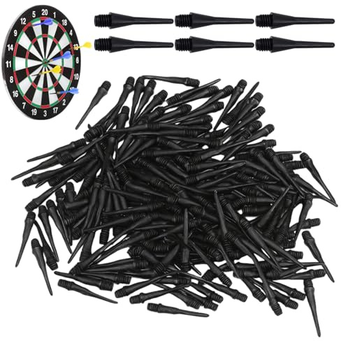 DvBCNMe 250 Stück Dartspitzen Kunststoff, Soft Dart Spitzen, Dart Zubehör für Training und Wettkampf, Schwarz, Länge 2,8 cm, Spiralgewinde 4,5 mm