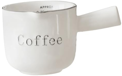 LIFKOME Keramik Milchkännchen 90ml Weiß mit Skala Kaffeezubehör Leichtes Design für Latte und Kaffee Riegel Servierkanne