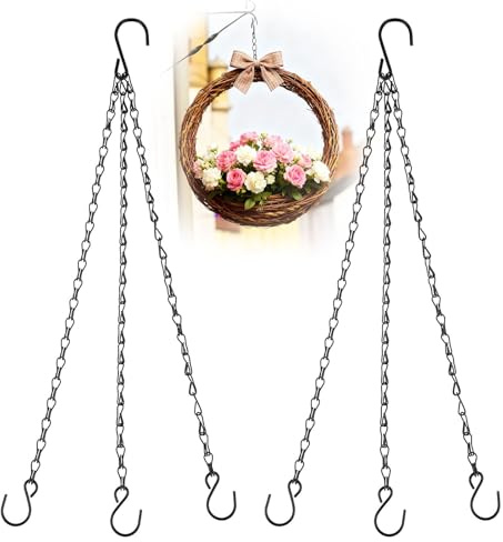Hanging Basket Chains Pack of 2 Metal Plant Hangers Black 33 cm Adjustable Flower Pot Hanging Chain for Indoor Outdoor Balcony Garden Decoration Hanging Weatherproof Maximum Load 5.9 kg