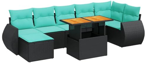 vidaXL 8-teiliges Loungeset mit Kissen Polyrattan schwarz