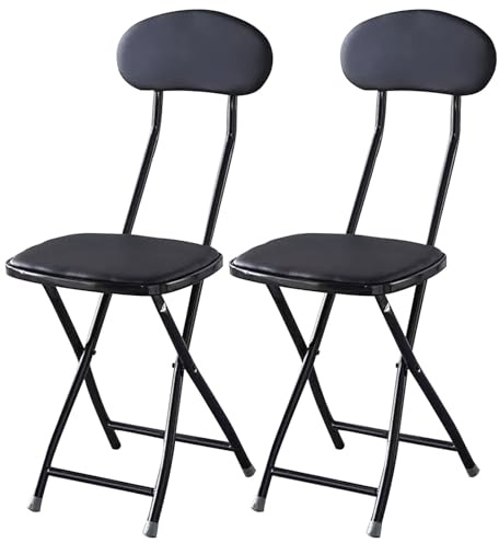 Sgabelli da bar pieghevoli con schienale alto, sedie pieghevoli imbottite, sgabelli da cucina alti per uso interno, nero, 45 cm, design salvaspazio per casa e negozio