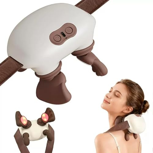Neck Massager with Strap, Electric Shoulder Massager with 2 Heating Level, 3 Modes Adjustable, Hand Palm Design, Rechargeable Back Massager for Relaxing Shoulder, Neck, Leg, and Arm