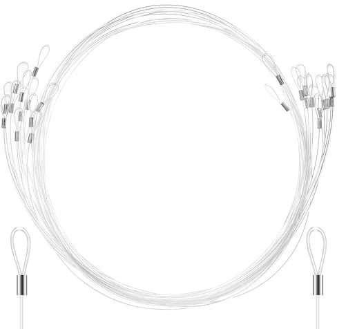 Genérico Cordón Transparente para Colgar Cuadros de Nylon 12 Unidades de 15 M Doble Extremo Bucle Alambre Resistente para Colgar Decoraciones Hogar y Oficina