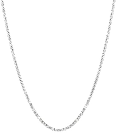 Esrael Mens Silver Chain Necklace 3mm Silver Mens Chain Necklace Wheat Stainless Steel Chains for Men Boy Jewelry Gifts 20 Inch