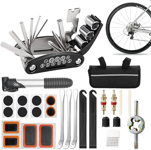 Juego de herramientas de reparación de bicicletas | Junta de reparación portátil, 20 piezas herramienta de reparación de bicicletas portátil, para ciclistas, accidentes de viaje de camping