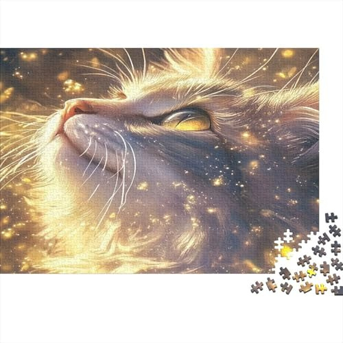 Retrato de Gato Puzzle para Adultos Puzzle de 1000 Piezas Papel Luz Nocturna Puzzle para Toda la Familia Decoración 38x26cm/1000pcs