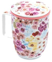 TEA SHOP - Taza de Té o Infusiones con filtro, infusor y tapa - Mug Harmony Botanic - Taza para Tés e Infusiones Fabricada en Porcelana