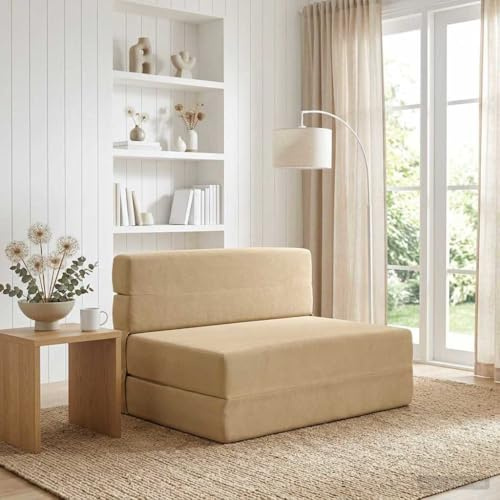 LoogCape Fällbar soffa, säng, gröngrå, 100 x 80 x 60 cm, tyg, vikbar bäddsoffa med sovfunktion för vardagsrum, gästrum, kontor, 2-i-1-soffa och liggyta, platsbesparande och bekväm