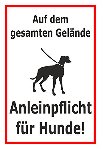 Melis-Folienwerkstatt Schild - Anleinpflicht für Hunde - 30x20cm | Bohrlöcher | 3mm Aluverbund – S00216-020-B -20 VAR.