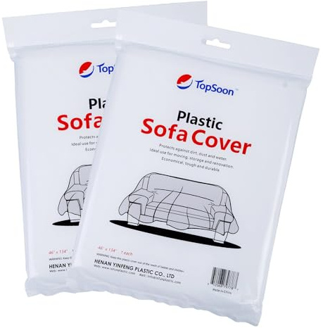 TopSoon Plastic Chair Cover Sofa Cover for Storage or Protection 46 Inches x 76 Inches (Pack of 2)