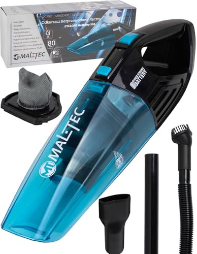 MalTec Handstaubsauger Cyclone Wet&Dry 500 | Akku Beutellos | Kabellos Autostaubsauger für Autos Zuhause Camping | Nass & Trocken | Autostaubsauger 12in1