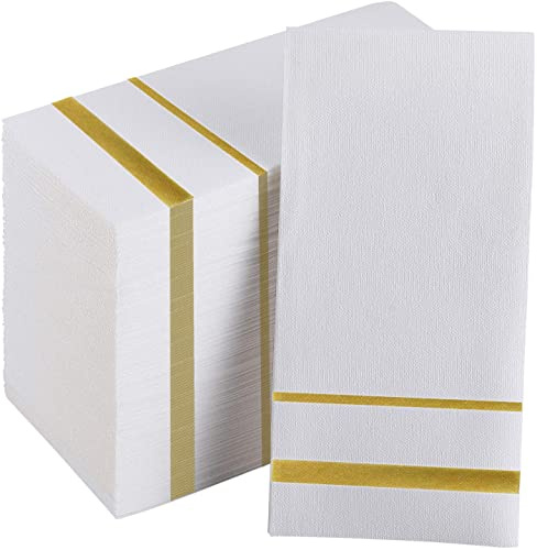 DADAWU Linen Feel Napkins Disposable Napkins Cloth-Like Decoration Serviettes Eco Napkins for Wedding, Party, Birthday, Dinner Christmas, Pack of 50