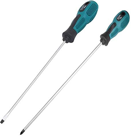 Lot de 2 tournevis plats plats de 30,5 cm de long avec poignée en caoutchouc