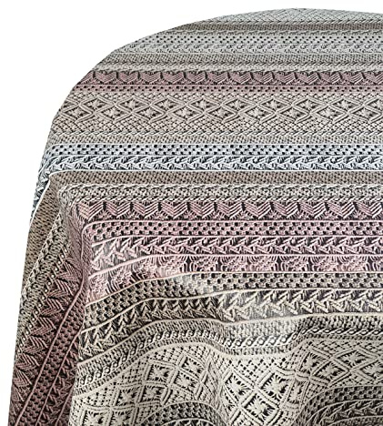 Wachstuch Wachstischdecke Tischdecke Robust Strick Beige Braun Oval 130 x 160 cm Gartentischdecke abwaschbar
