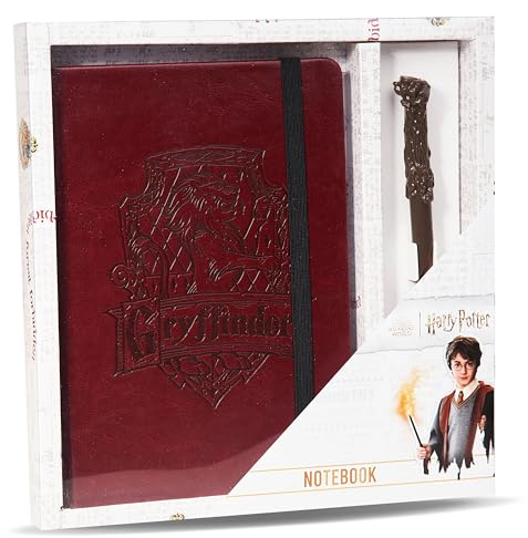HARRY POTTER - Notizbuch, Notebook, Tagebuch, Heft, Notizblock mit Stift und Zauberstab – Schreibwaren Zubehör - Fanartikel Geschenke für Kinder, Mädchen