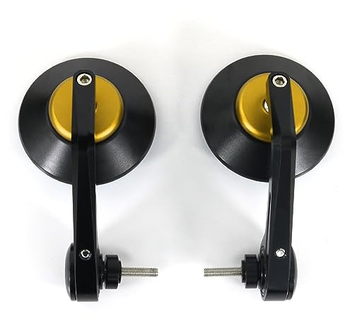 SANDNE Lenkerendenspiegel Für Triumph Für Rocket III 2004-2015 2016 2017 2018 2019 7/8 22mm Motorrad Rückspiegel Griff Bar End Seite Rückspiegel Motorradspiegel (Farbe : Gold)