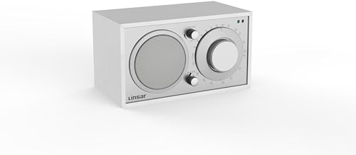 Linsar Radio nostalgique au design en bois intemporel, réglage analogique AM/FM, haut-parleur mono intégré, fonction AUX-IN, fonction casque, boutons de commande de haute qualité, radio de cuisine