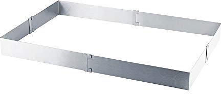 Silver Adjustable Stainless Steel Cake Mould Square Cake Tin Baking Frame for Making Sponge Cakes, Mousse, Cheesecakes(15 to 28cm)