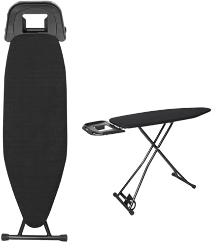 Ironing Board | Large 122 x 38 cm Ironing Board Table Surface | Universal Height Adjustment | Lightweight Iron Board Rack - Black