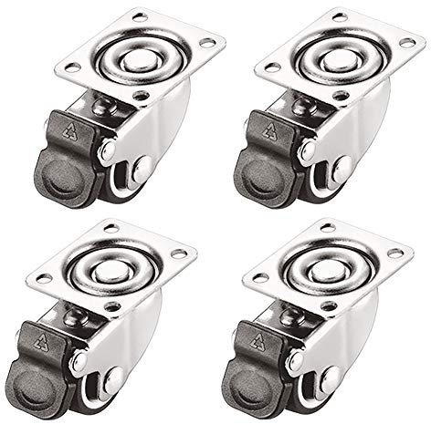 4 Möbel 1 Zoll (25 mm) / 1,5 Zoll / 2 Zoll 50 mm Universal-Drehgelenk, geräuschlos, Gummi mit Bremse, leises Scrollen, Ersatzrollen für Tischwagen, Werkbank