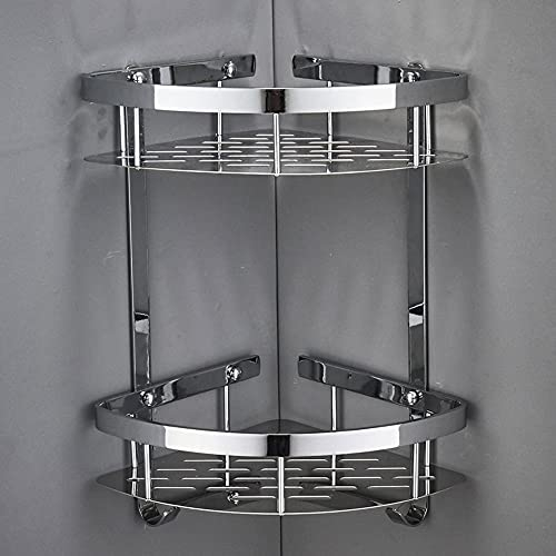 TANIDA Badezimmer-Regal-Organizer, Eck-Duschwand-Caddy, Eckregale mit Haken, 2 Etagen, Badezimmer-Zubehör-Sets, Bad-Organizer, Schuh-Halter, Lagerregal, Wandmontage, Go