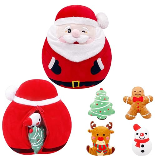 YAAVAAW 10 Pouces Peluche Père Noël,Oreiller Peluche Doux Mignon,Kawaii Jouets Doux à Câliner,Oreiller Jouets Peluches Babe Cadeaux Anniversaire Enfants Noël Jouet Décoration pour Maison