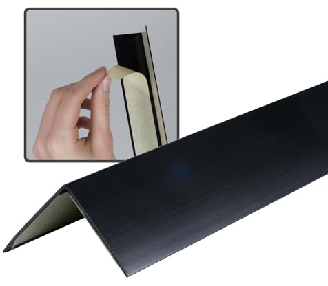 Dalsys Winkelprofil selbstklebend 150cm x 30 x 30mm Schwarz PVC | Eckschutzprofil, Eckleiste, Kantenschutz Wand, für Wohn- und Arbeitsbereich sowie Garage geeignet, mit Klebeschutzstreifen