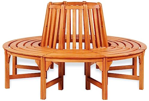 KTHLBRH Baumbank Ø 160 cm Holz, Terrassenbank Garten Bank Rasen Bank Park Bank für Rasenflächen, Gärten, Pavillons