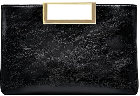 Milisente Damen Clutch Handtasche Schultertasche Elegant Abendtasche mit Handle Crossbodytasche Für Hochzeit Schwarz