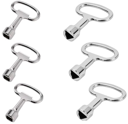 NIEEKRUN Juego de Llaves Universales - 3 Cuadradas, 3 Triangulares de Metal para Radiadores, Cubos de Basura, Ascensores, Cajas Eléctricas, Contadores de Gas y Agua