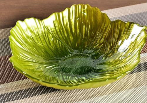 YJDZ Nordic Modern - Frutero de cristal con forma de flor nacarada, plato decorativo grande para uso doméstico (latón, 31 x 7,4 cm)