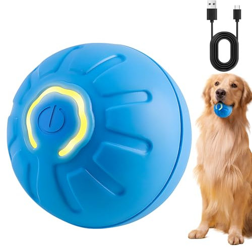 FUXNGZI 2025 Neu Interaktives Hundespielzeug Ball, Elektrisch, Unzerstörbar, Smart Automatisch Rollender Ball für Katzen und Hunde (Blau-1PCS)