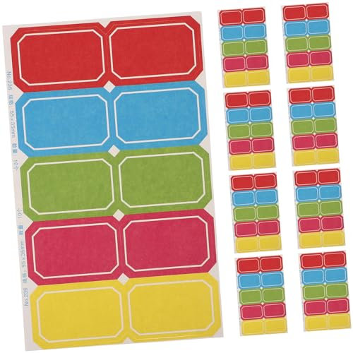 NUOBESTY 10blätter Selbstklebende Namensschilder Tragbare Preisetiketten Bunte Namensaufkleber Schulnamensschilder Für Alltag Und Anlässe