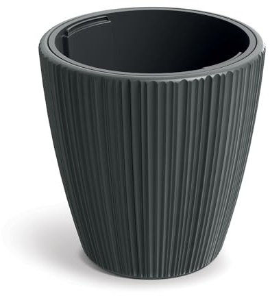 Tymar blomkruka stor med insats, ytterkruka hög, blomkruka, blomkruka av plast_ORO (Ø 47 cm; mörkgrå)