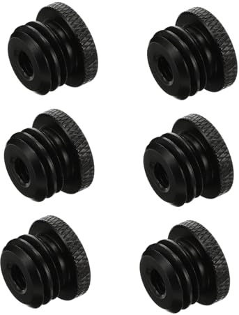 Hoement 6stücke Mikrofonstativadapter Umrüstschraube mit Stecker Buchse Stativadapterschraube aus Aluminiumlegierung Schwarz Rutschfest und Stabil
