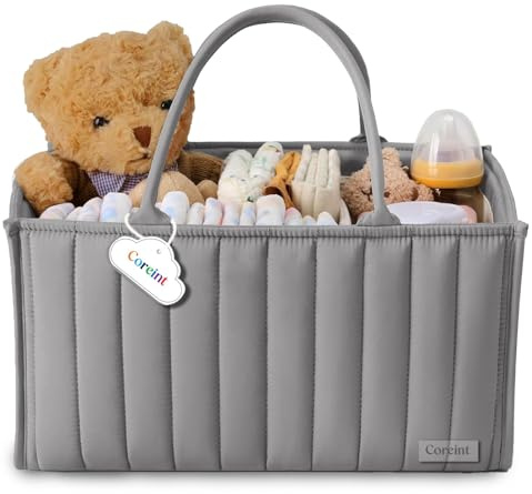 Coreint Nappy Caddy Organiser Large,Diaper Caddy,Unique Stylish Baby Shower Gifts For Mum Nursery Storage Basket - New Born Gift -,New born Essentials - Nursery Decor- Baby Accessories