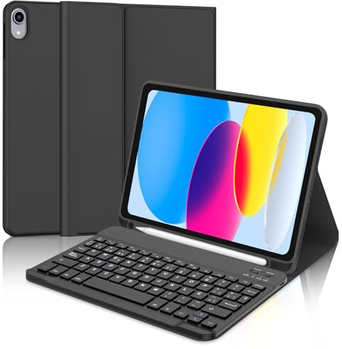 FOGARI Teclado para iPad A16 11/10 Generación 2025/2022 | Funda con Español Ñ Teclado Bluetooth para iPad A16 11 Generación/10 Generación, Negro