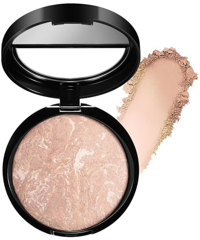 Colour Correcting Powder Foundation, Long-lasting 24H Wear, Shimmer Brick Pressed Bronzer, Medium to Full Coverage, Transfer, Water & Sweat Resistant, New Formula (#03 Light Beige)