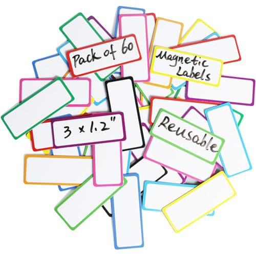 40 Pièces Étiquettes Magnétiques Inscriptibles et Effaçables Colorées 80 x 30 mm Cartes à Bandes Magnetiques Beschreibbar pour Tableaux Blancs, Réfrigérateurs, Cuisine et Bureau