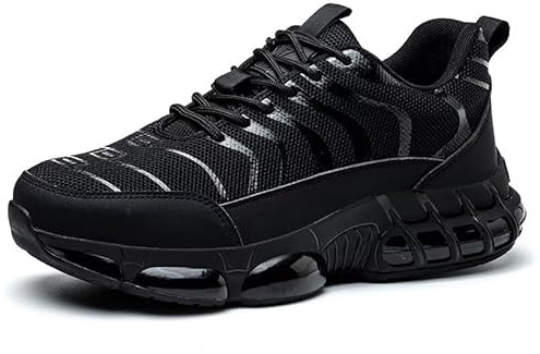 ZEPYFXIT Scarpe Antinfortunistiche Uomo Donna Leggere Scarpe da Lavoro Comode Scarpe Sicurezza con Punta in Acciaio Antiscivolo Traspiranti Safety Shoes for Men(Nero,44 EU)
