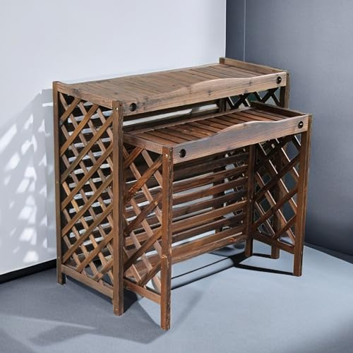 MMleYN Cache Climatiseur Exterieur Bois Cache Unité Extérieure Bois Housse Climatiseur Extérieur Balcon Porte Plante Cache Pompe A Chaleur Extérieur Climatisation Pour Protection Climatiseur Exterieur