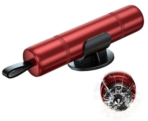 DALAETUS Strumento di Emergenza Taglia Cinture di Sicurezza e Rompivetro con Supporti - Rompi Vetro Auto Emergenza, 2-in-1 Martello di Emergenza per Auto e Taglia Cinture, Rosso
