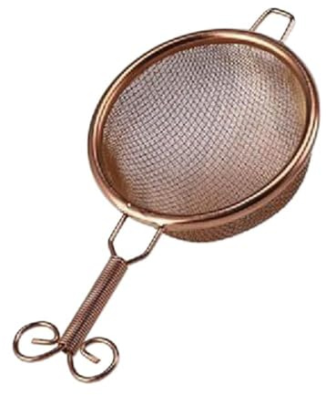 Passoire à thé en acier, écumoire avec poignée courte, petit tamis à main, mini tamis à farine, infuseur à thé en maille (poignée courte or rose)