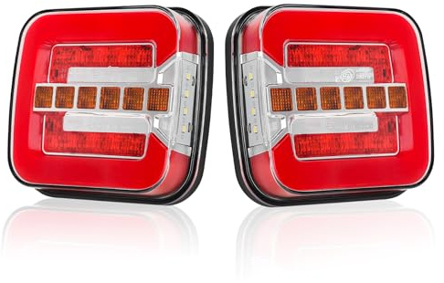 AOHEWEI 12/24 V LED-Rückleuchten für Anhänger, 2 Stück Wasserdichter Bremsleuchte, Dynamischem Blinker und Kennzeichenbeleuchtung für Wohnmobile, Wohnwagen, Traktoren, LKWs, Lieferwagen, E-Mark