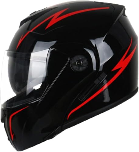 Caimcie Klapphelm, Motorradhelm mit Doppelvisier, Klapphelm mit Frontklappe, ECE/DOT-Zulassung, atmungsaktiv, Winddicht, für Erwachsene, Männer und Frauen E,M=57-58cm