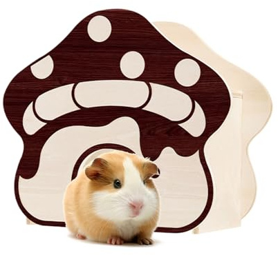 Hamsterhaus – Pilz-Habitat aus Holz, Höhle für Kaninchen, Rennmäuse, Frettchen, Igel, natürliches Versteck, gemütlicher Unterschlupf für kleine Tiere, Zubehör für Haustiere
